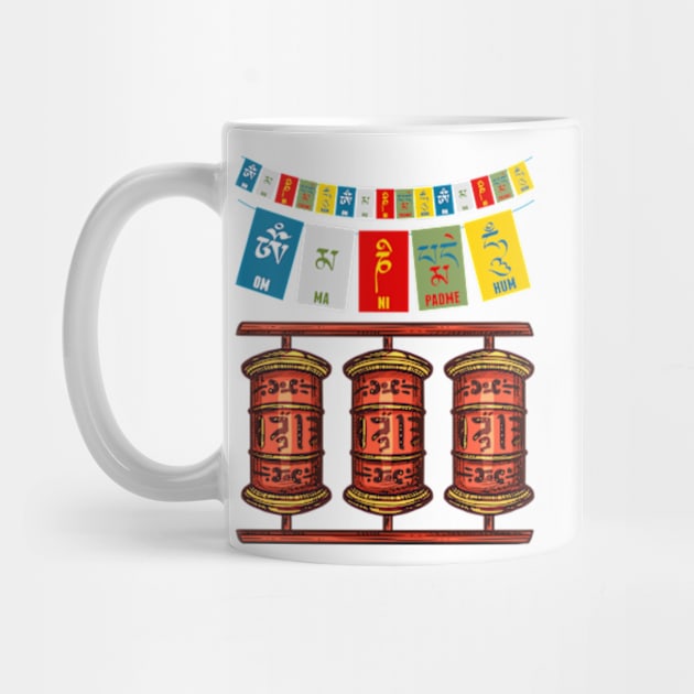 Tibetan Buddhist Prayer Flags Prayer Wheels and Mantras by TammyWinandArt